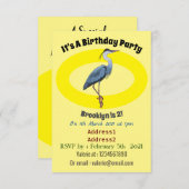 Great blue herone Cartoon Illustration Einladung (Vorne/Hinten)