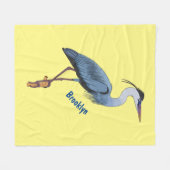 Great blue herone Cartoon Illustration Fleecedecke (Vorderseite (Horizontal))