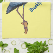 Great blue herone Cartoon Illustration Geschirrtuch (Gefaltet)