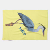 Great blue herone Cartoon Illustration Geschirrtuch (Horizontal)
