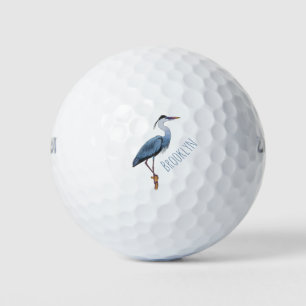 Great blue herone Cartoon Illustration Golfball