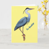 Great blue herone Cartoon Illustration Karte (Gelbe Blume)