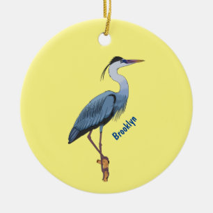 Great blue herone Cartoon Illustration Keramik Ornament