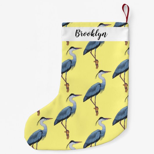 Great blue herone Cartoon Illustration Kleiner Weihnachtsstrumpf (Rückseite)