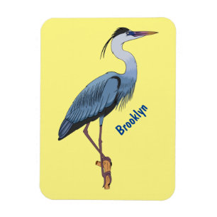 Great blue herone Cartoon Illustration Magnet