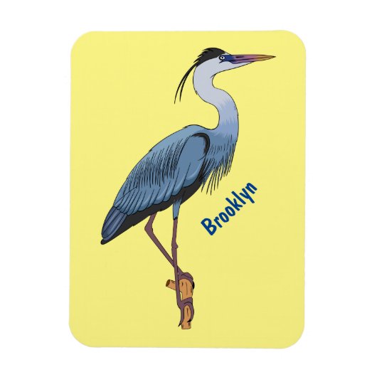 Great blue herone Cartoon Illustration Magnet (Vertikal)