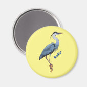 Great blue herone Cartoon Illustration Magnet (Vorderseite/Rückseite)