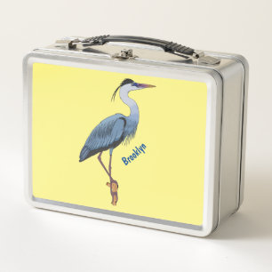 Great blue herone Cartoon Illustration Metall Brotdose
