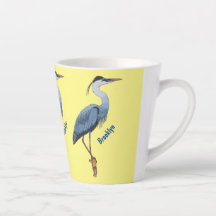 Great blue herone Cartoon Illustration Milchtasse