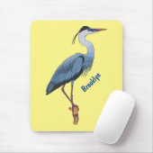 Great blue herone Cartoon Illustration Mousepad (Mit Mouse)