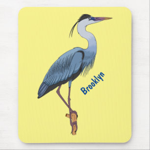 Great blue herone Cartoon Illustration  Mousepad