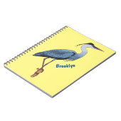 Great blue herone Cartoon Illustration Notizblock (Linke Seite)