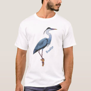 Great blue herone Cartoon Illustration T-Shirt