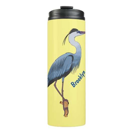 Great blue herone Cartoon Illustration Thermosbecher (Vorderseite)