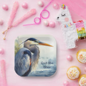 Great Blue Herone Watercolor Bird Art Feuchtgebiet Pappteller (Party)