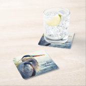 Great Blue Herone Watercolor Bird Art Feuchtgebiet Rechteckiger Pappuntersetzer (Vor Ort)