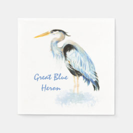 Great Blue Herone Watercolor Bird Art Feuchtgebiet Serviette