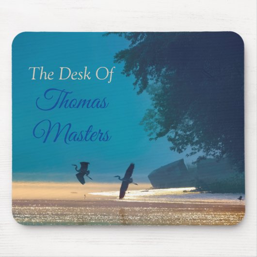 Great Blue Herons Take Flight - Aquamarine Fischer Mousepad (Vorne)