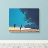 Great Blue Herons Take Flight -Teal Leinwanddruck (Insitu (Holzboden))