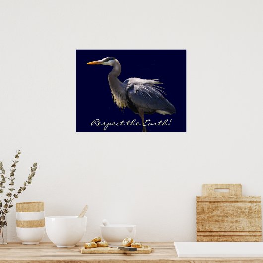 Great Blue Heroon Earth Day Poster (Küche)