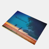 Great Blue Herts Take Flight - Blue Welcome Fußmatte (Schrägansicht)