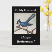Great Blue Jay To My Husband Retirement Watercolor Karte (Gelbe Blume)