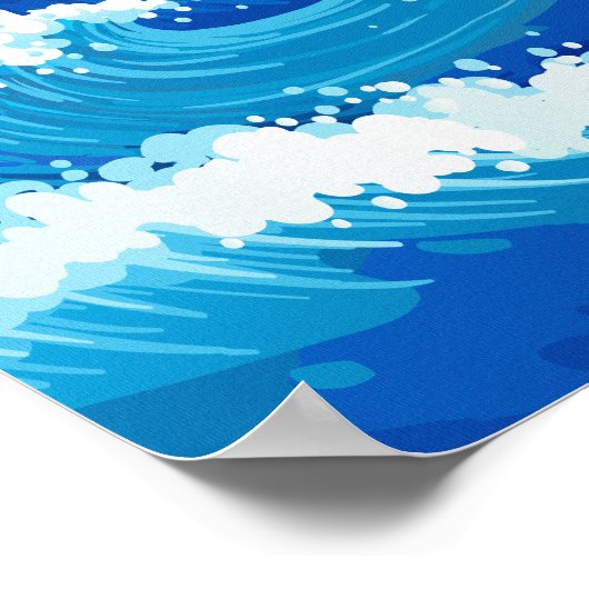 Great Blue Wave Art Zeichnend Poster (Ecke)