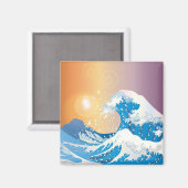 Great Blue Wave mit Sunny Sky Hand Drawn Magnet (Vorderseite/Rückseite)