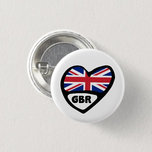 Great Britain Country Code Flag Herz Abzeichen, GB Button (Vorne & Hinten)