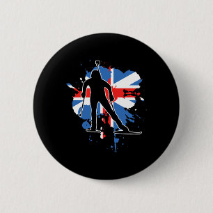 Great Britain Flag Biathlonist - British Biathlon Button