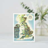Great Britain Resources Map Vintag Postkarte (Stehend Vorderseite)