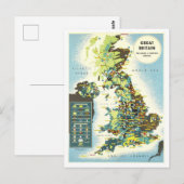 Great Britain Resources Map Vintag Postkarte (Vorne/Hinten)