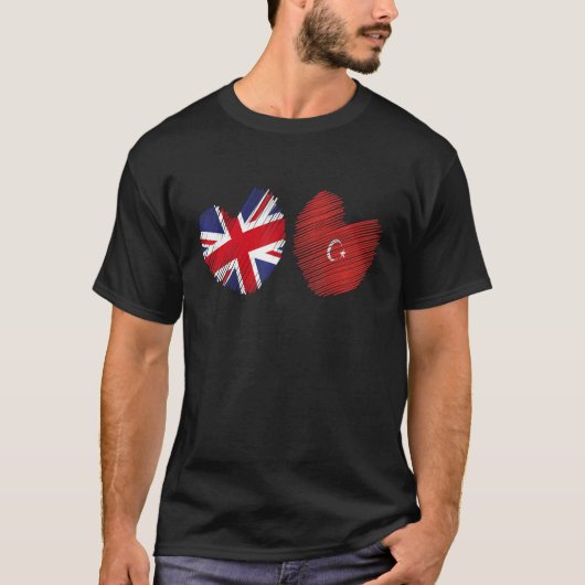 Great Britain Turkey Heart UK Flag Turkish Flag Gr T-Shirt (Vorderseite)