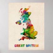 Great Britain Watercolor Map Poster (Vorne)