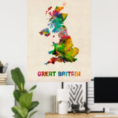 Great Britain Watercolor Map Poster (Heimbüro)