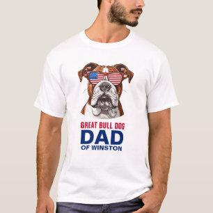 Great Bull Dog Vater 4. Juli Amerikanische Flagge T-Shirt