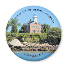 Great Captain Island Lighthouse, CT Round Magnet