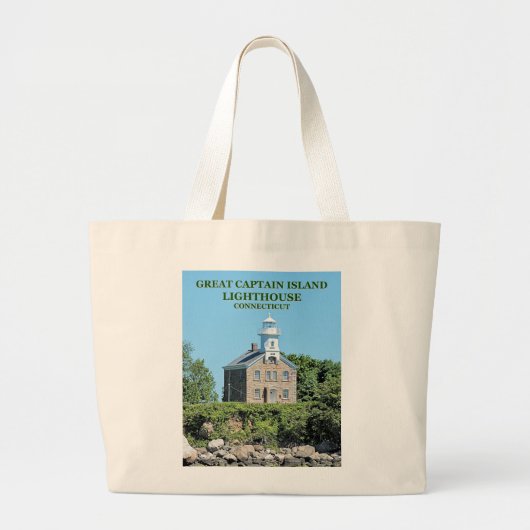 Great Captain Island Lighthouse, CT Tote Bag Jumbo Stoffbeutel (Vorne)