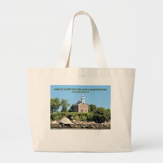 Great Captain Island Lighthouse, CT Tote Bag Jumbo Stoffbeutel (Vorne)