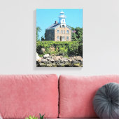 Great Captain Island Lighthouse CT Wrapped Canvas Leinwanddruck (Insitu (Wohnzimmer))