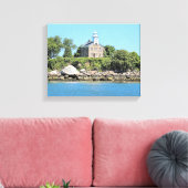 Great Captain Island Lighthouse CT Wrapped Canvas Leinwanddruck (Insitu (Wohnzimmer))
