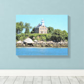 Great Captain Island Lighthouse CT Wrapped Canvas Leinwanddruck (Insitu (Holzboden))