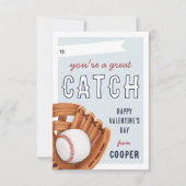 Great Catch Baseball Valentinstag Card Einladung (Vorderseite)