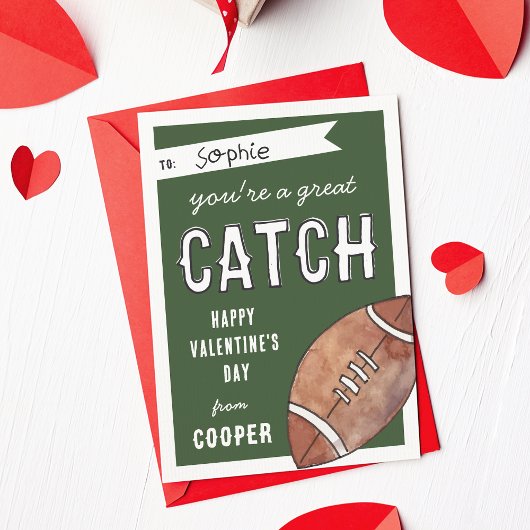 Great Catch Football Class Valentinstag Card Einladung