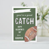 Great Catch Football Class Valentinstag Card Einladung (Stehend Vorderseite)