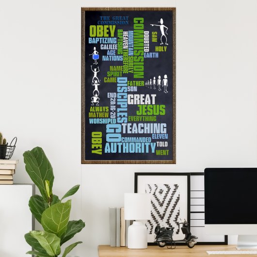 Great Commission Mathew 28 Chalkboard Poster (Heimbüro)
