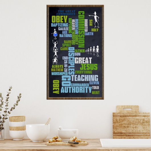 Great Commission Mathew 28 Chalkboard Poster (Küche)
