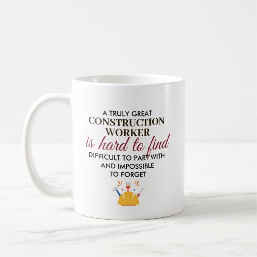 Great Construction Worker Personalized Name Gift Kaffeetasse (Links)
