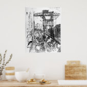 Great Cranes in Miraflores Lock - Joseph Pennell Poster (Küche)