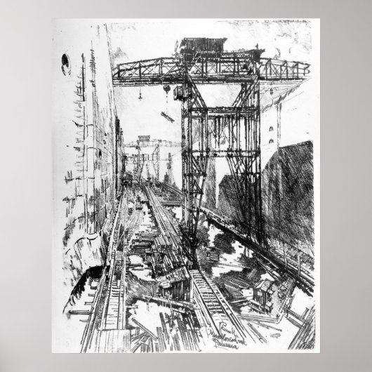 Great Cranes in Miraflores Lock - Joseph Pennell Poster (Vorne)